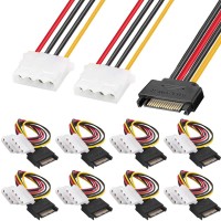 Xiatiaosann комплект захранващи Y адаптер кабели SATA към Dual Molex, 8 броя, 20 см