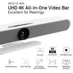 IPEVO VC-B4K UHD 4K видеобар с камера, микрофони и високоговорители, бял