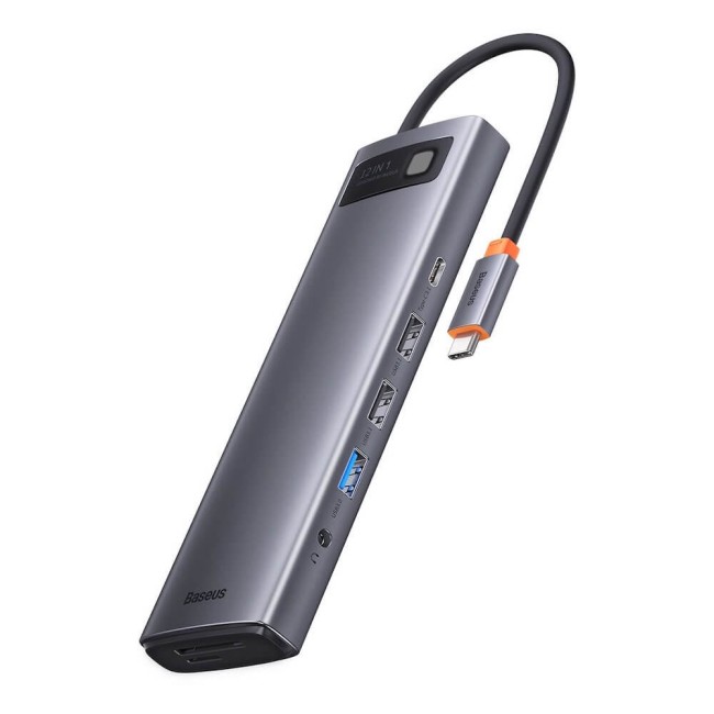 USB Хъб Baseus Hub 6in1 Metal Gleam 2 Series, USB-C to 2xUSB 3.0 +USB-C + HDMI + USB-C PD + Ethernet RJ45