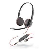HP Poly BLACKWIRE 3225 стерео слушалки, USB C/A adapter & 3.5мм жак