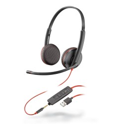 HP Poly BLACKWIRE 3225 стерео слушалки, USB C/A adapter & 3.5мм жак
