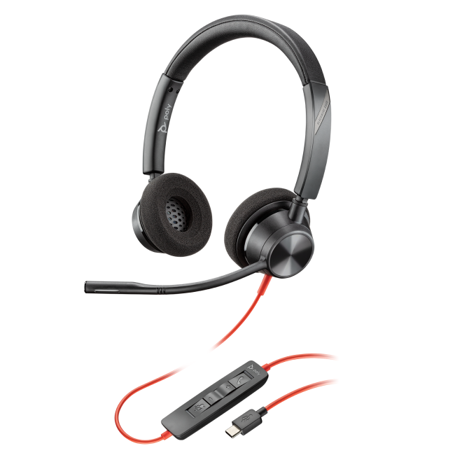 HP Poly BLACKWIRE 3320 стерео слушалки, MS, USB-C