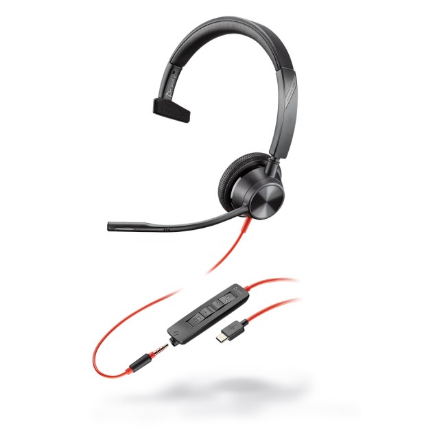 HP Poly BLACKWIRE 3315 моно слушалка, MS, USB-C & 3.5мм жак