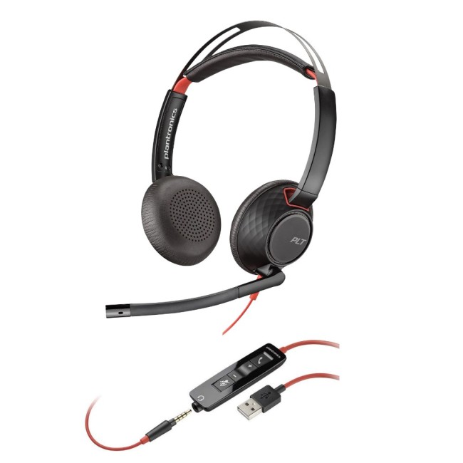 HP Poly Blackwire 5220 Stereo USB-C Слушалка с 3.5mm жак и USB-C to A адаптер