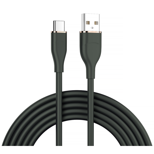 Кабел Tellur USB to Type-C, 3A, Силиконов, 1 м, Черен