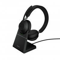 Jabra Evolve2 65 стерео слушалки със стойка, UC, Link380 USB-A, черни