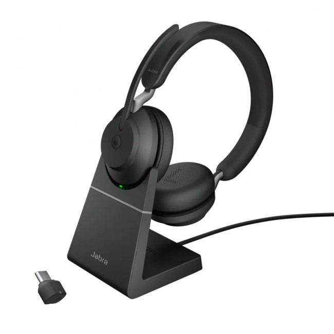 Jabra Evolve2 65 стерео слушалки с поставка, MS, Link380 USB-C, черни Jabra Evolve2 65 стерео слушалки с поставка, MS, Link380 USB-C, черни