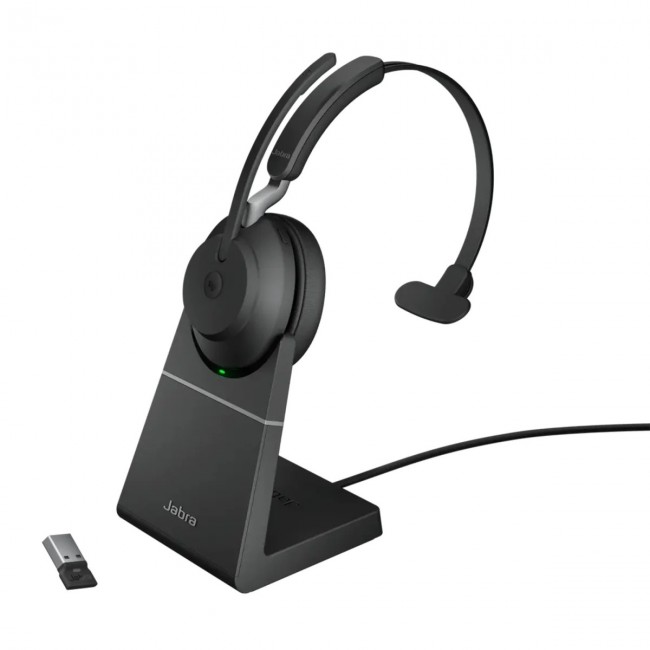 Jabra EVOLVE2 65 моно слушалка със стойка, MS, Link380, USB-A, черна Jabra EVOLVE2 65 моно слушалка със стойка, MS, Link380, USB-A, черна