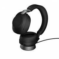 Jabra Evolve2 85 MS Stereo слушалки със стойка, Link380 USB-C, черни