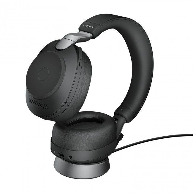 Jabra Evolve2 85 UC Stereo слушалки със стойка, Link380a USB-A, черни Jabra Evolve2 85 UC Stereo слушалки със стойка, Link380a USB-A, черни
