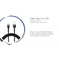 Tellur TLL155363 кабел за данни USB-A към USB-C с LED, 1.2 м, черен