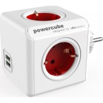 DesignNest PowerCube Original 1202RD разклонител с 4 гнезда и 2 USB порта, червен DesignNest PowerCube Original 1202RD разклонител с 4 гнезда и 2 USB порта, червен