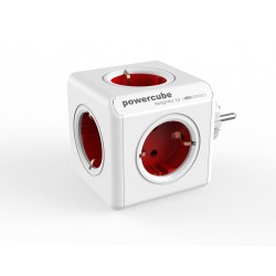 DesignNest PowerCube Original 1100RD разклонител с 5 гнезда, червен