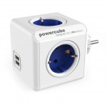 DesignNest PowerCube Original 1202BL разклонител с 4 гнезда и USB, син