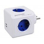 DesignNest PowerCube Original 1202BL разклонител с 4 гнезда и USB, син