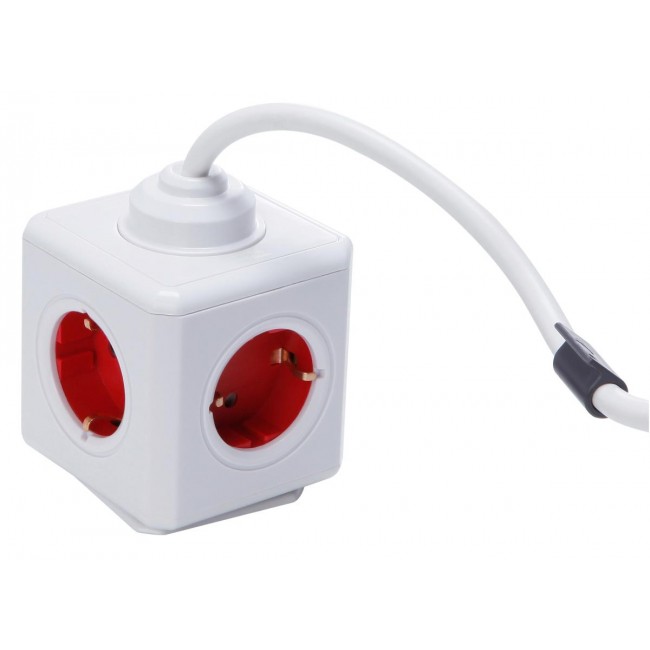 DesignNest PowerCube Extended 1300RD разклонител, 5 гнезда, 1,5 м кабел, червен DesignNest PowerCube Extended 1300RD разклонител, 5 гнезда, 1,5 м кабел, червен