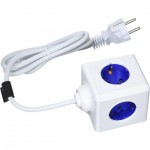 DesignNest PowerCube Extended 1402BL разклонител с 4 гнезда, 2 USB-A порта и кабел 1,5 м, син