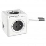 DesignNest PowerCube Extended 1402GY разклонител с 4 гнезда, 2 USB порта и кабел 1,5 м, сив