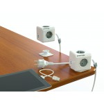 DesignNest PowerCube Extended 1402GY разклонител с 4 гнезда, 2 USB порта и кабел 1,5 м, сив