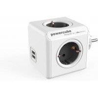 DesignNest PowerCube Original 1202GY разклонител, 4 гнезда, 2 USB, сив
