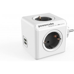 DesignNest PowerCube Original 1202GY разклонител, 4 гнезда, 2 USB, сив