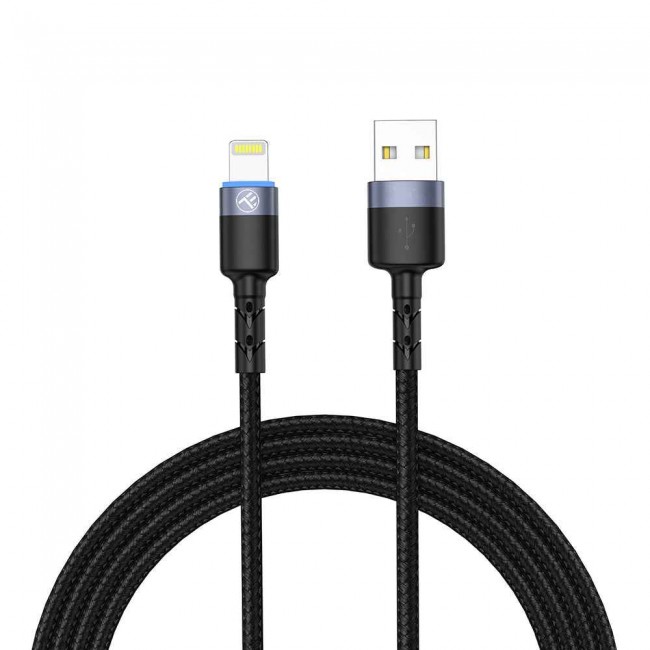 Tellur TLL155373 кабел за данни USB-A към Lightning с LED, 1.2 м, черен
