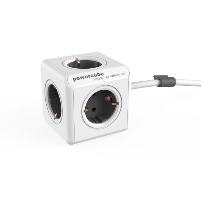 DesignNest PowerCube Extended 1300GY-DEEXPC разклонител, 5 гнезда, 1.5 м кабел, сив