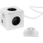 Tellur PowerCube TLL151111 удължителен кабел, 4 гнезда + 2xUSB, 1,5 м, бял Tellur PowerCube TLL151111 удължителен кабел, 4 гнезда + 2xUSB, 1,5 м, бял