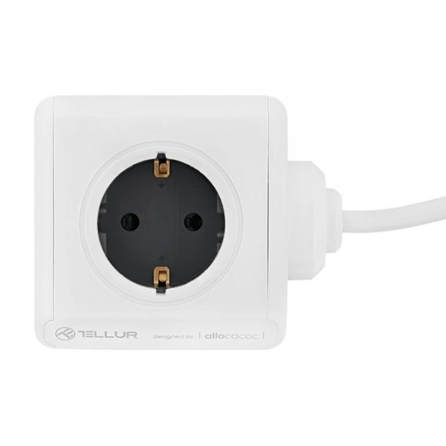 Tellur PowerCube TLL151111 удължителен кабел, 4 гнезда + 2xUSB, 1,5 м, бял Tellur PowerCube TLL151111 удължителен кабел, 4 гнезда + 2xUSB, 1,5 м, бял