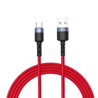 Tellur TLL155334 кабел за данни USB-A към USB-C с LED, 1,2 м, червен