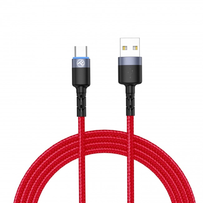 Tellur TLL155334 кабел за данни USB-A към USB-C с LED, 1,2 м, червен