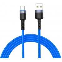 Tellur TLL155344 кабел за данни USB-A към USB-C с LED, 1.2 м, син