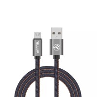 Tellur Denim TLL155371 кабел за данни USB-A към Micro-USB, текстилен, 1 м, син