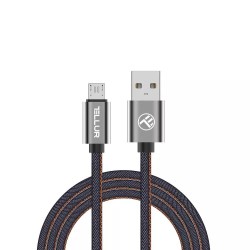 Tellur Denim TLL155371 кабел за данни USB-A към Micro-USB, текстилен, 1 м, син