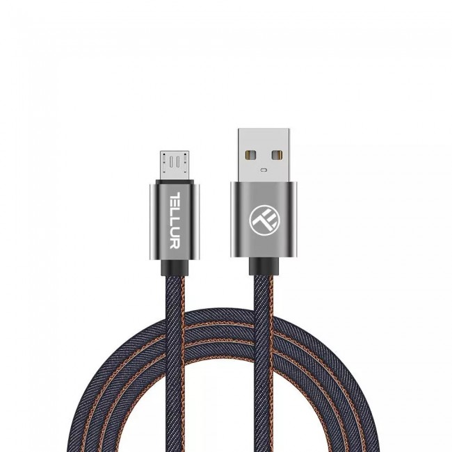 Tellur Denim TLL155371 кабел за данни USB-A към Micro-USB, текстилен, 1 м, син Tellur Denim TLL155371 кабел за данни USB-A към Micro-USB, текстилен, 1 м, син