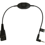 Jabra 8800-00-55 QD към 2,5 mm кабел, прав, 0,3 м с бутон за приемане на повикване Jabra 8800-00-55 QD към 2,5 mm кабел, прав, 0,3 м с бутон за приемане на повикване