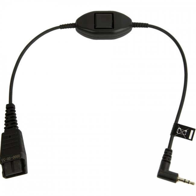 Jabra 8800-00-55 QD към 2,5 mm кабел, прав, 0,3 м с бутон за приемане на повикване Jabra 8800-00-55 QD към 2,5 mm кабел, прав, 0,3 м с бутон за приемане на повикване