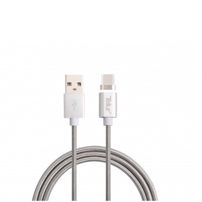 Tellur TLL155321 кабел за данни, USB-A към USB-C, 1 м, магнитен, сребрист Tellur TLL155321 кабел за данни, USB-A към USB-C, 1 м, магнитен, сребрист
