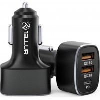 Tellur FCC9 TLL151281 зарядно за кола, 2 x QC3.0 + USB-C PD 20W, 56W, 9A, черно