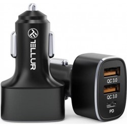 Tellur FCC9 TLL151281 зарядно за кола, 2 x QC3.0 + USB-C PD 20W, 56W, 9A, черно