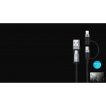 Tellur TLL155411 кабел за данни 4 в 1 USB-A/USB-C към USB-C/Lightning, 1 м, черен