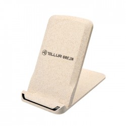Tellur Green Qi TLL151311 безжично зарядно с бързо зареждане, USB-C, 15 W, сгъваемо, кремаво