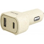 Tellur Green TLL151341 зарядно за кола 2 в 1, USB-A/USB-C, 36 W, 6 A, кремаво