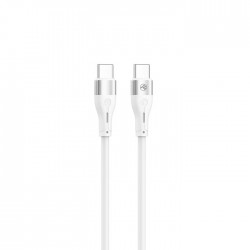 Tellur TLL155501 силиконов кабел за данни USB-C към USB-C, 1 м, бял