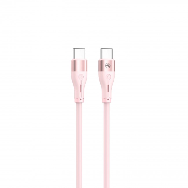 Tellur TLL155511 силиконов кабел за данни USB-C към USB-C, 1 м, розов Tellur TLL155511 силиконов кабел за данни USB-C към USB-C, 1 м, розов