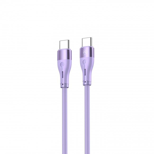 Tellur Silicone TLL155531 кабел за данни USB-C към USB-C, 1 м, лилав