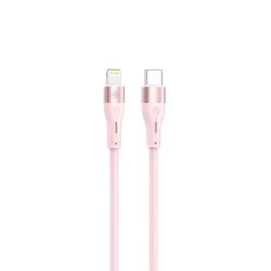 Tellur TLL155551 Silicone кабел за данни Type-C към Lightning, 1 м, розов