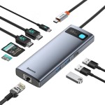 Baseus Metal Gleam 9 в 1 (CAHUB-CU0G) мултифункционален USB-C хъб, тъмносив