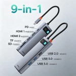 Baseus Metal Gleam 9 в 1 (CAHUB-CU0G) мултифункционален USB-C хъб, тъмносив