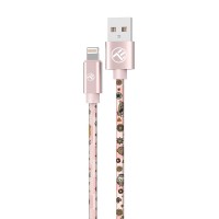 Tellur Graffiti TLL155621 кабел за данни USB-A към Lightning, 3 A, 1 м, розов